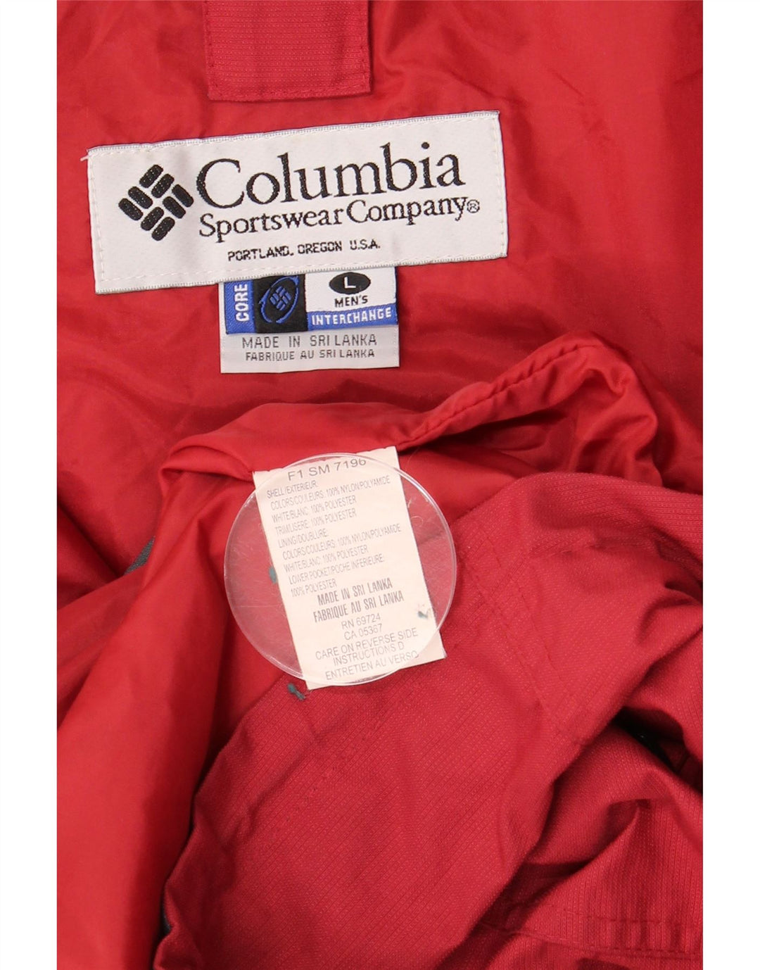 Jaqueta corta-vento masculina COLUMBIA Loose Fit UK 40 grande bloco colorido vermelho