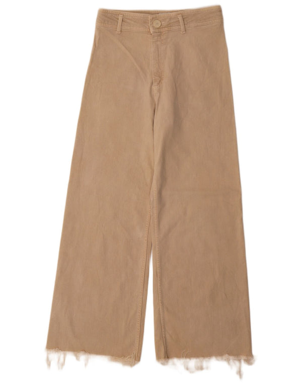 Zara Jeans feminino The Marine cintura alta reta UE 38 pequeno W28 L30 bege