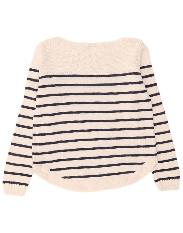 Suéter feminino Marks & Spencer com gola canoa e listrado branco médio UK 12