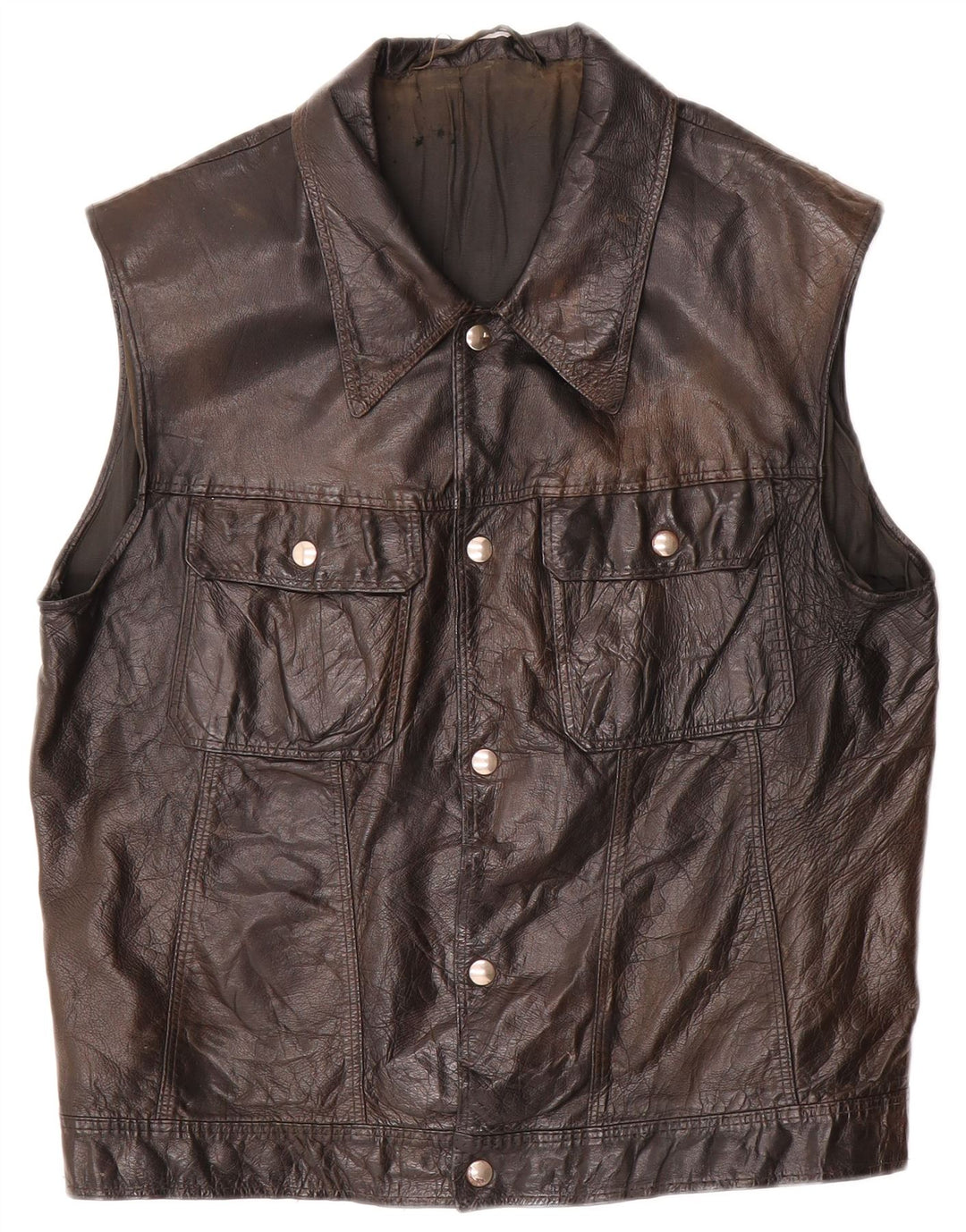 Colete de couro masculino vintage UK 38 médio preto