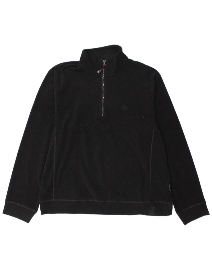 Sergio Tacchini Suéter masculino de lã com zíper e gola XL preto poliéster