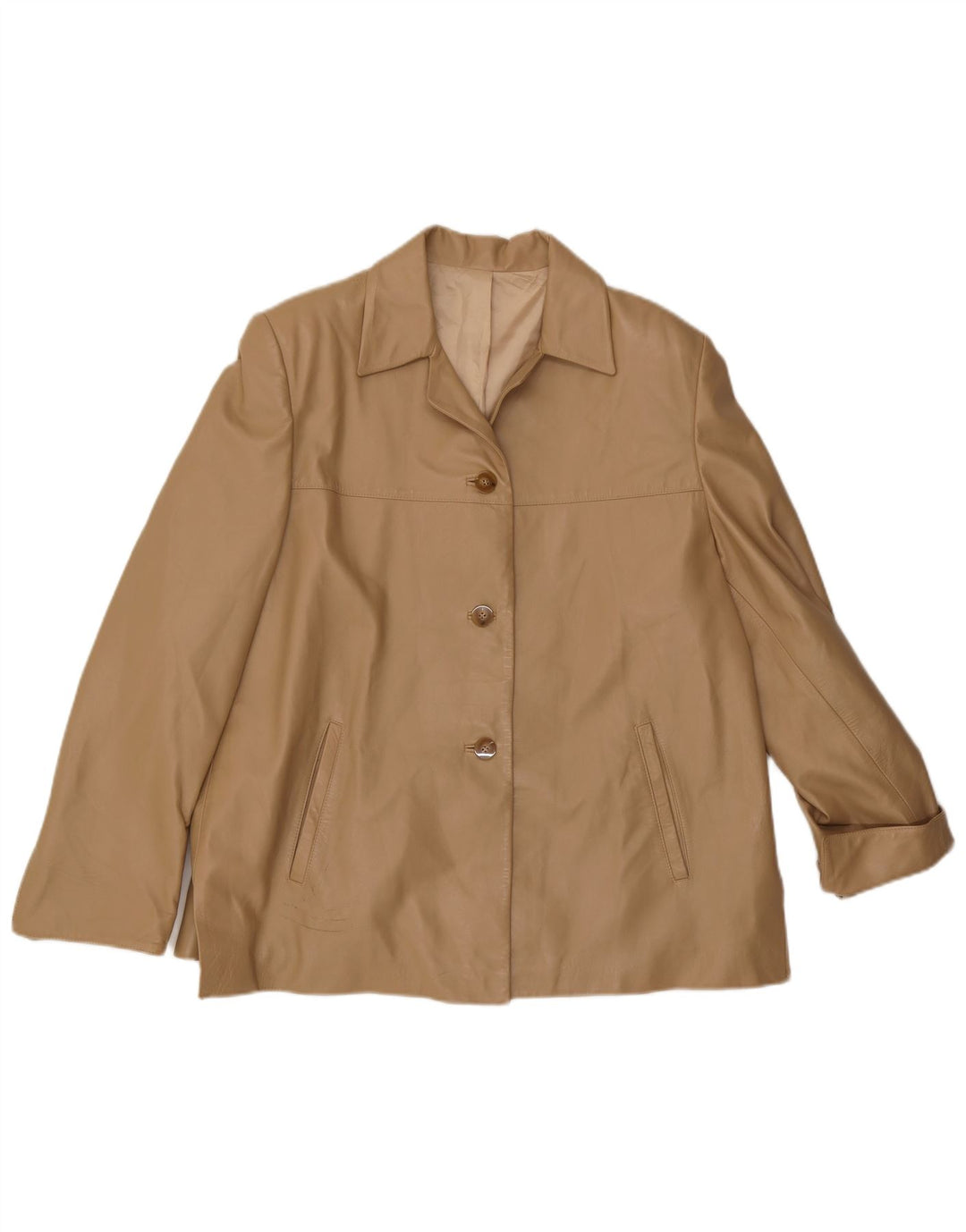 Jaqueta de couro feminina vintage UK 16 grande bege