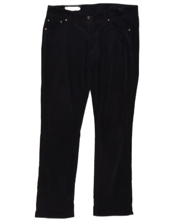 Calça casual feminina Marlboro Classics reta de veludo W32 L29 azul marinho