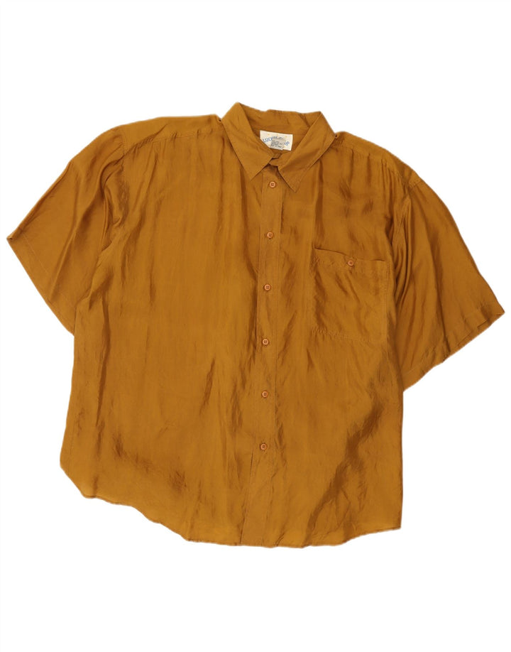 Camisa masculina de manga curta Lucky Star XL marrom seda
