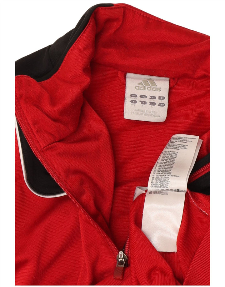 Adidas Mens Tracksuit Top Jacket UK 38/40 Médio Vermelho Colorblock Poliéster