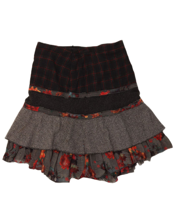Bellissima saia feminina em camadas W32 grande patchwork multicolorido de lã