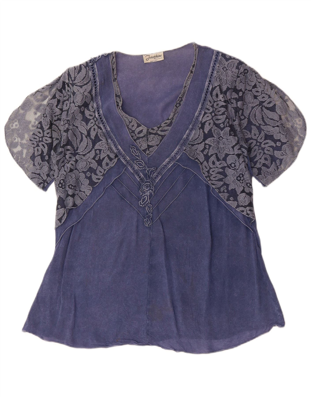 Blusa feminina JOSEPHINE UK 16 grande azul floral