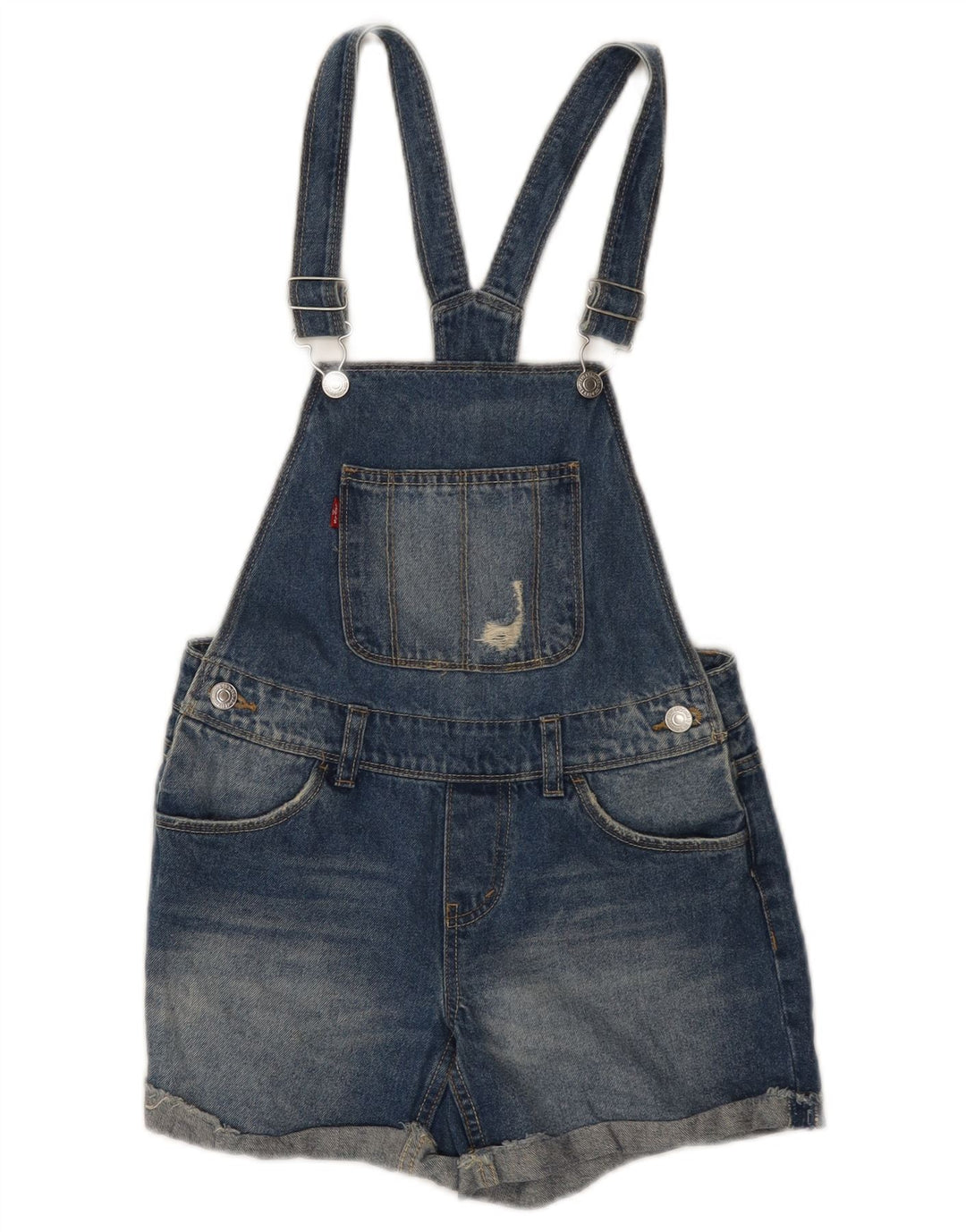 LEVI'S Girls Dungarees Denim Shorts 11-12 anos W28 algodão azul