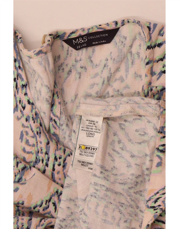 Vestido feminino Marks & Spencer sem mangas Shift UK 22 3XL multicolorido Ikat