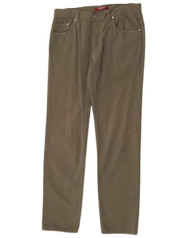 Calça Carrera masculina reta casual W34 L32 algodão cáqui