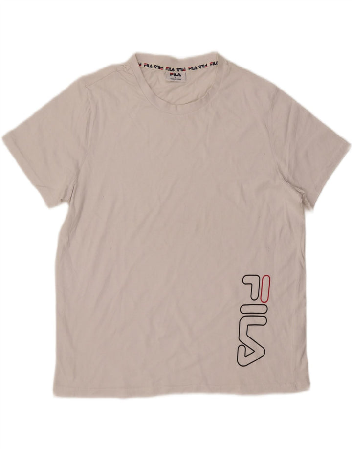Fila Mens Graphic T-Shirt Top Grande Algodão Branco