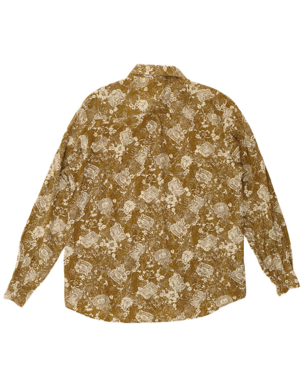 Camisa masculina vintage grande floral verde