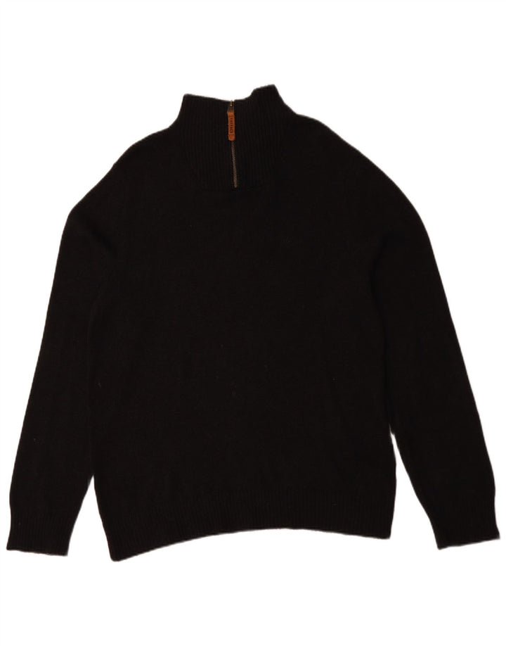Suéter masculino Fat Face com zíper e pescoço, algodão preto médio