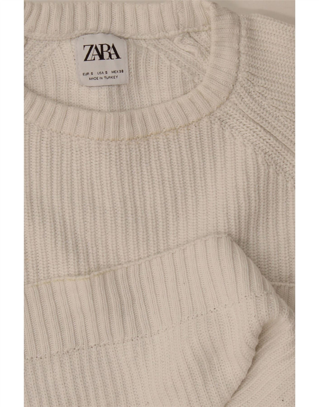 Zara Suéter masculino com gola redonda pequeno branco
