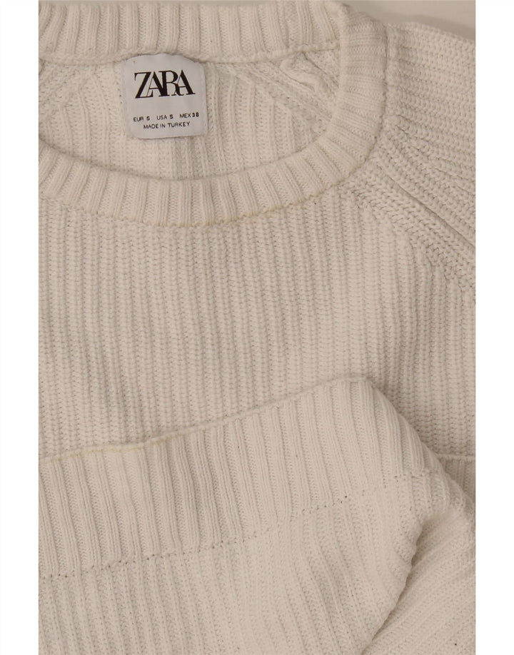 Zara Suéter masculino com gola redonda pequeno branco