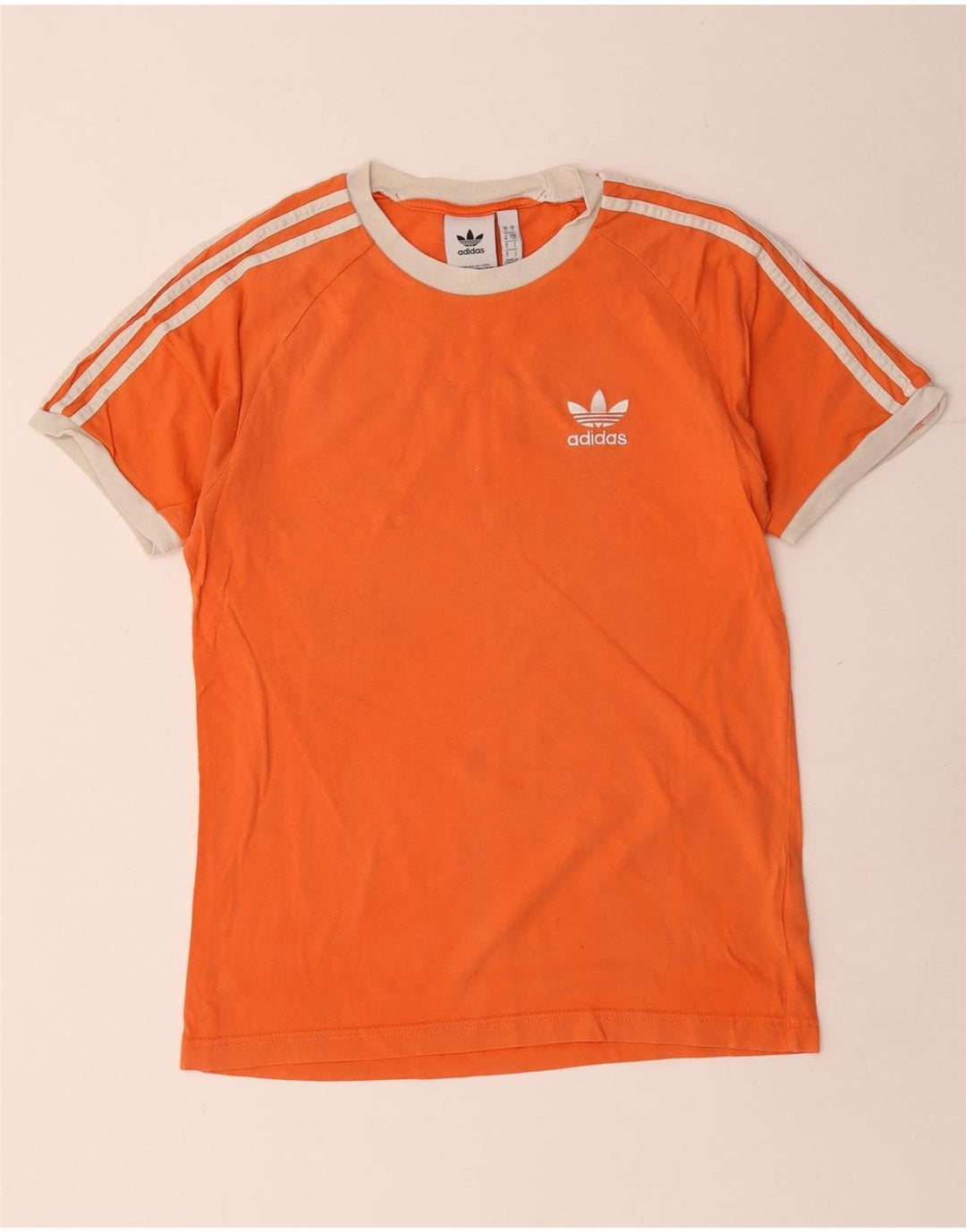 Adidas Mens Camiseta Top Pequeno Algodão Laranja