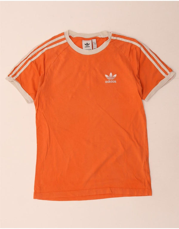 Adidas Mens Camiseta Top Pequeno Algodão Laranja