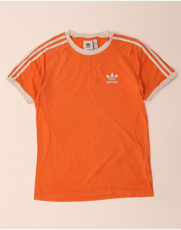 Adidas Mens Camiseta Top Pequeno Algodão Laranja