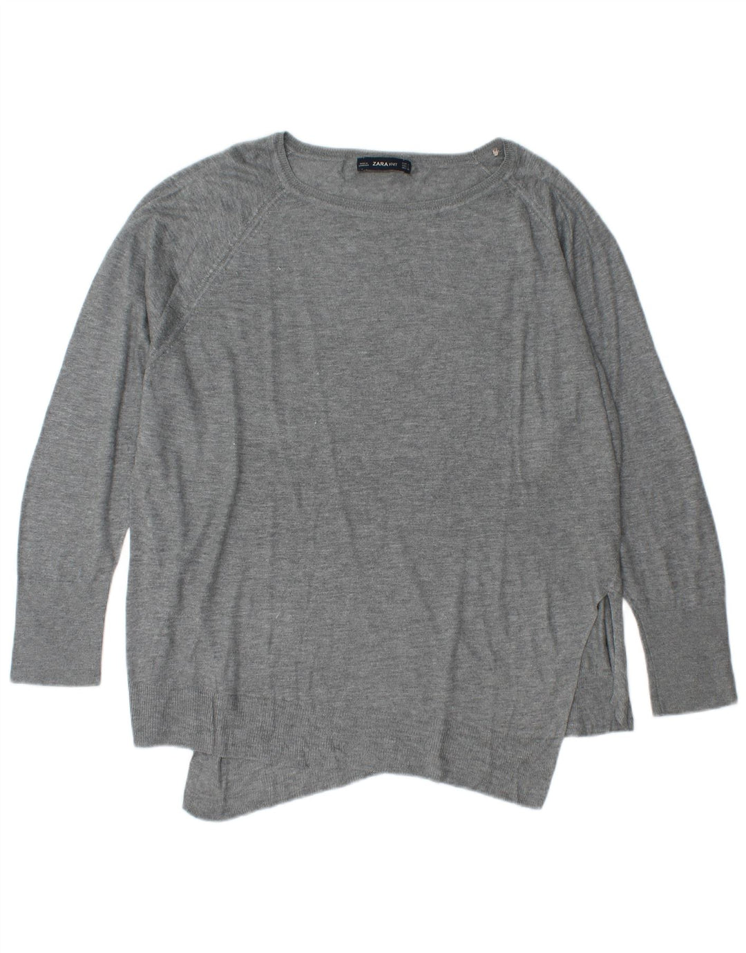 Zara Suéter feminino oversized com gola canoa Reino Unido 16 grande cinza
