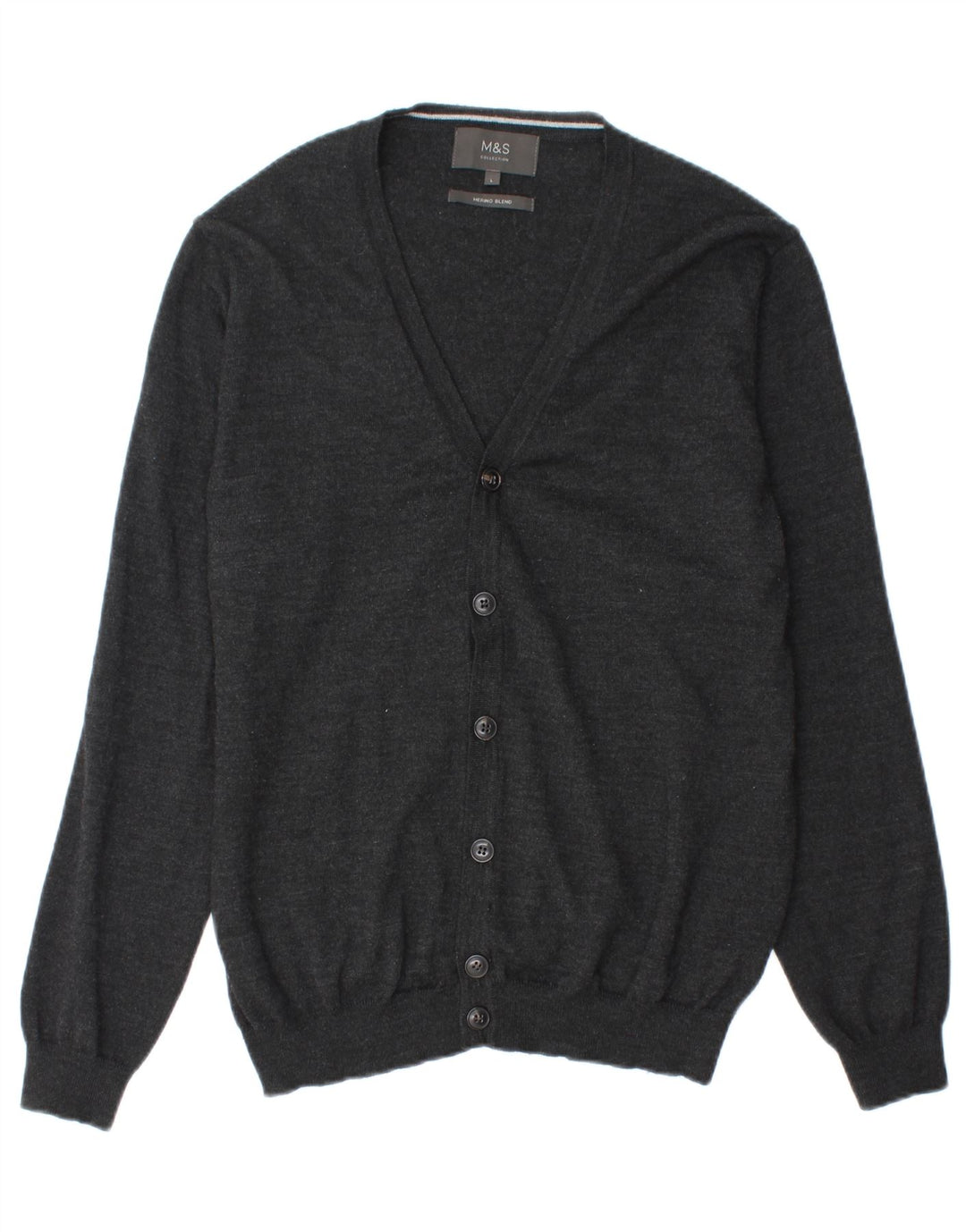 Suéter cardigã masculino Marks & Spencer grande acrílico preto