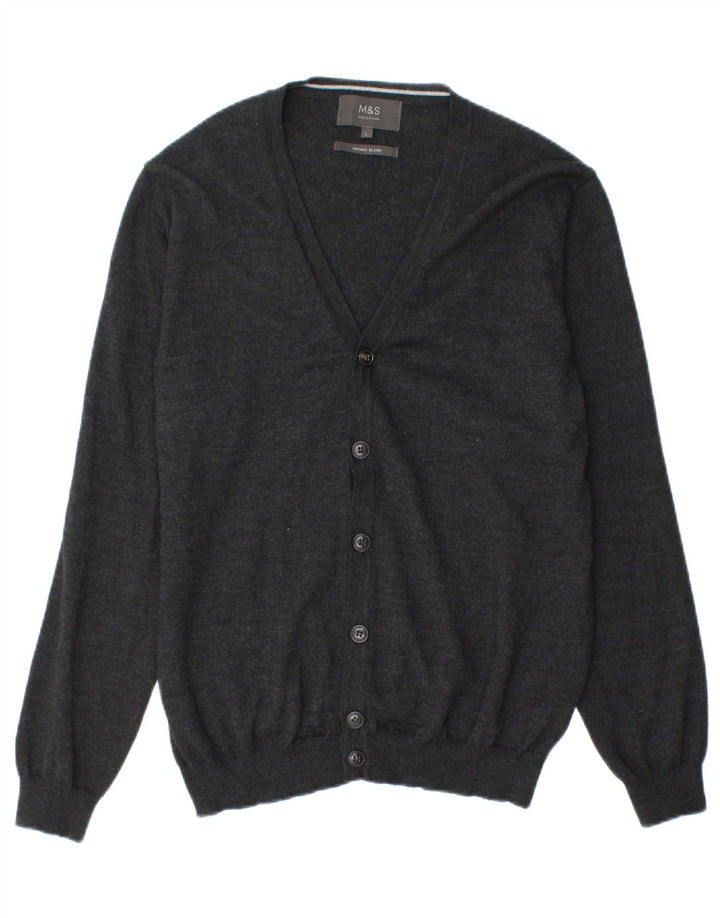 Suéter cardigã masculino Marks & Spencer grande acrílico preto