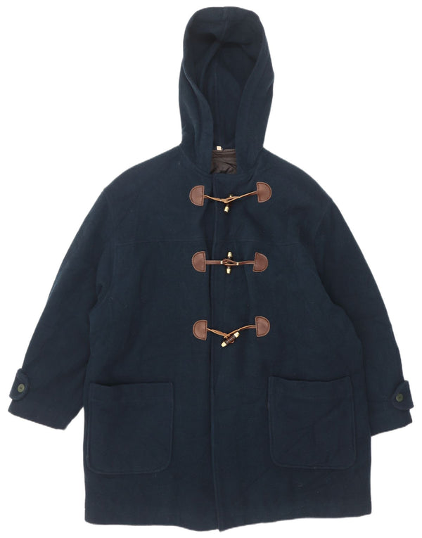 Casaco Duffle Masculino Vintage com Capuz Reino Unido 42 XL Lã Azul Marinho