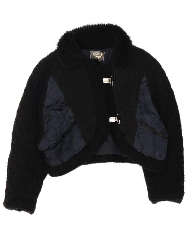 Jaqueta Bolero Feminina Vintage Reino Unido 14 Bloco Colorido Preto Médio