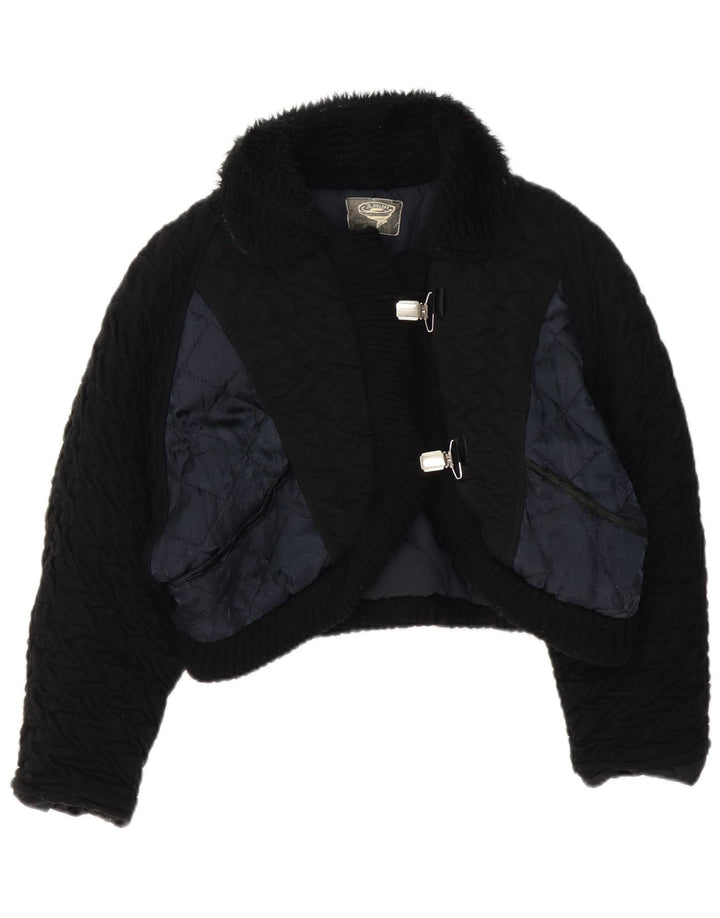 Jaqueta Bolero Feminina Vintage Reino Unido 14 Bloco Colorido Preto Médio