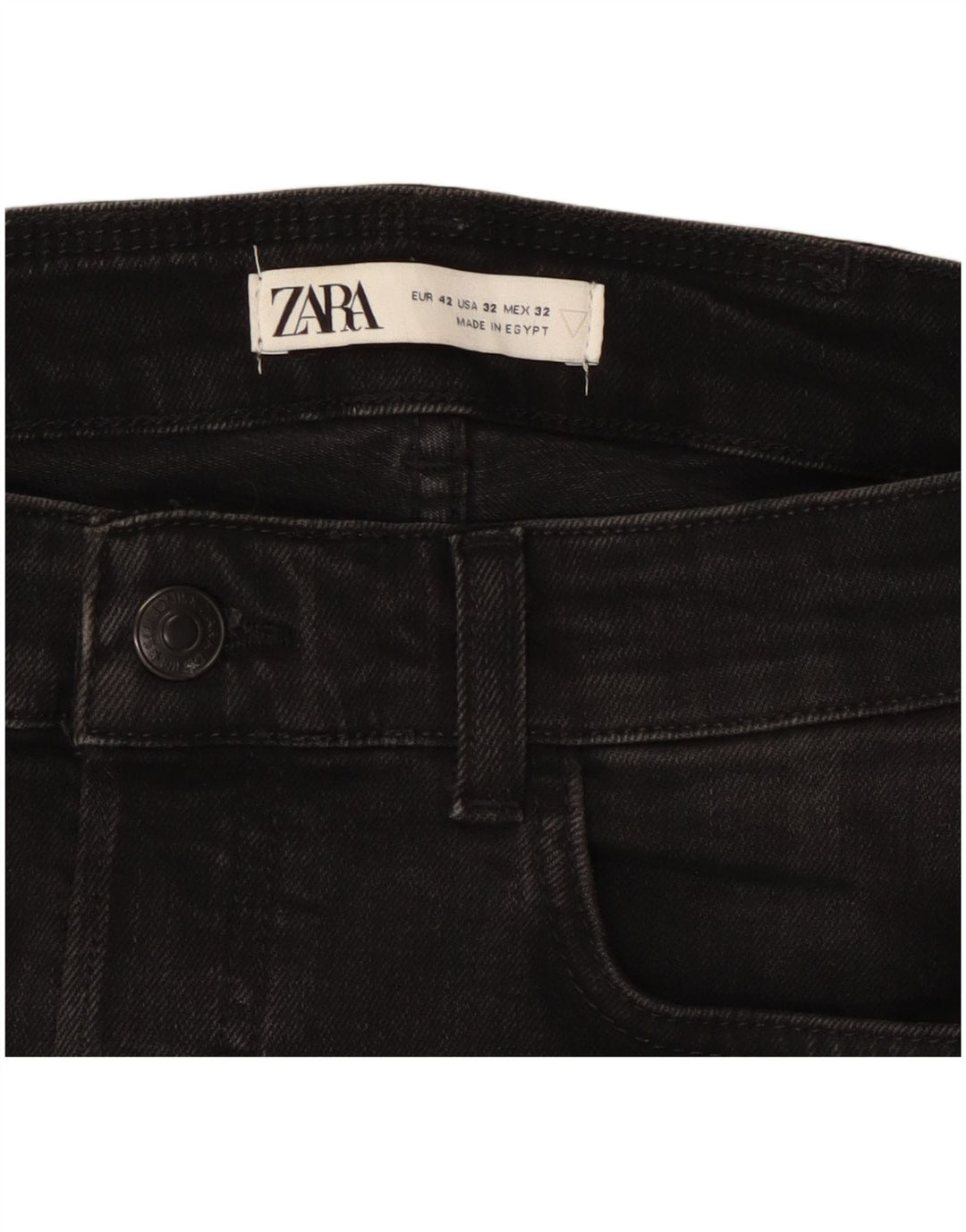 ZARA Jeans skinny masculino desgastado UE 42 grande W32 L28 preto