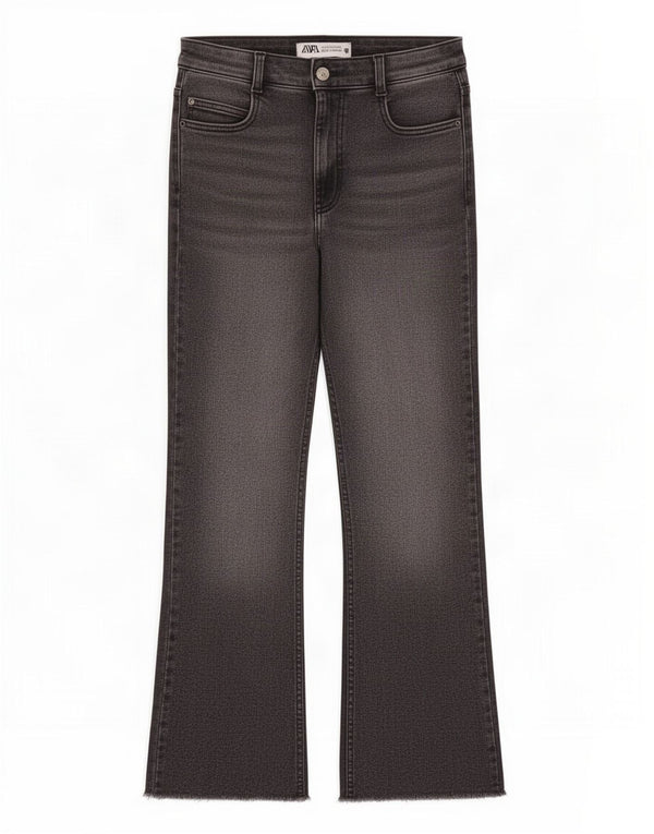 Calça jeans feminina Zara Bootcut EU 38 pequena W28 L26 cinza