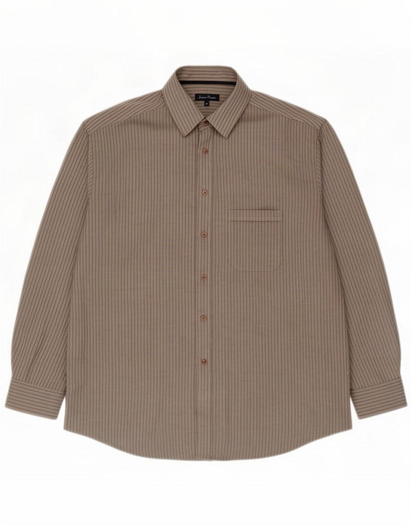 Camisa masculina James Pringle XL poliéster risca de giz cinza