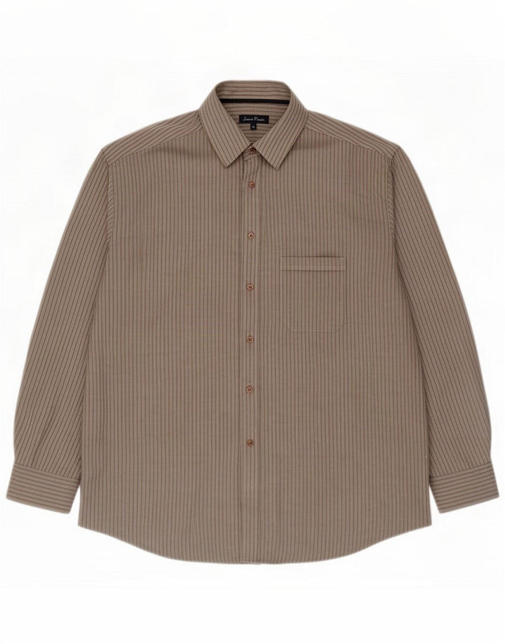 Camisa masculina James Pringle XL poliéster risca de giz cinza