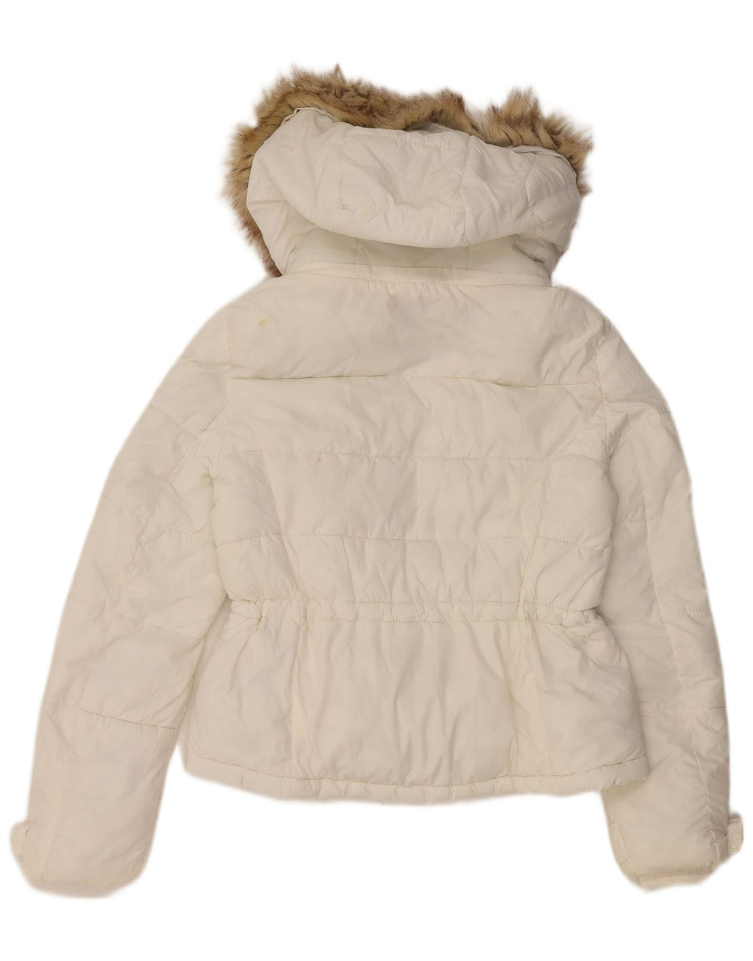 Jaqueta acolchoada com capuz feminina Zara UK 10 pequena poliamida branca