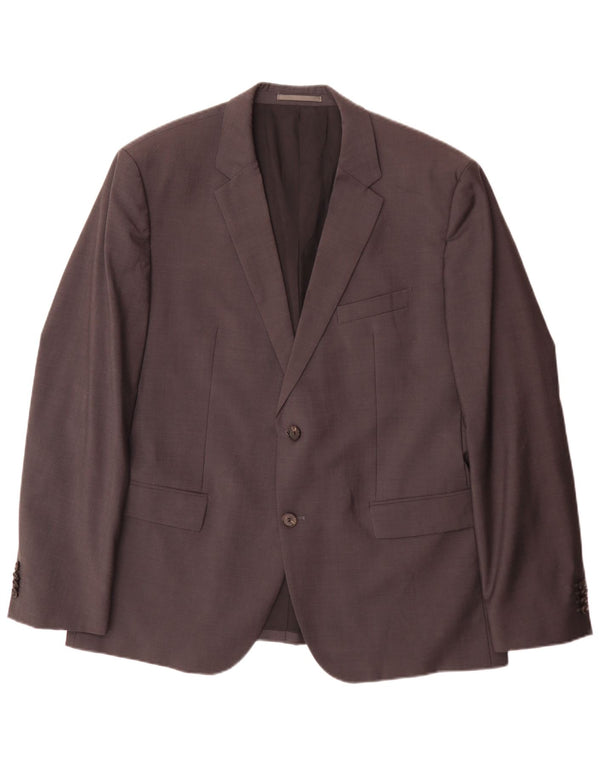 Jaqueta blazer masculina de 2 botões Hugo Boss EU 58 4XL cinza lã virgem clássica