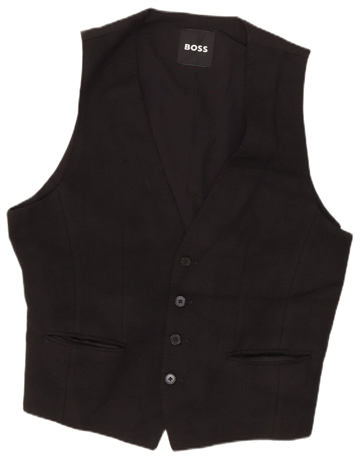 Colete masculino HUGO BOSS IT 46 pequena lã virgem preta