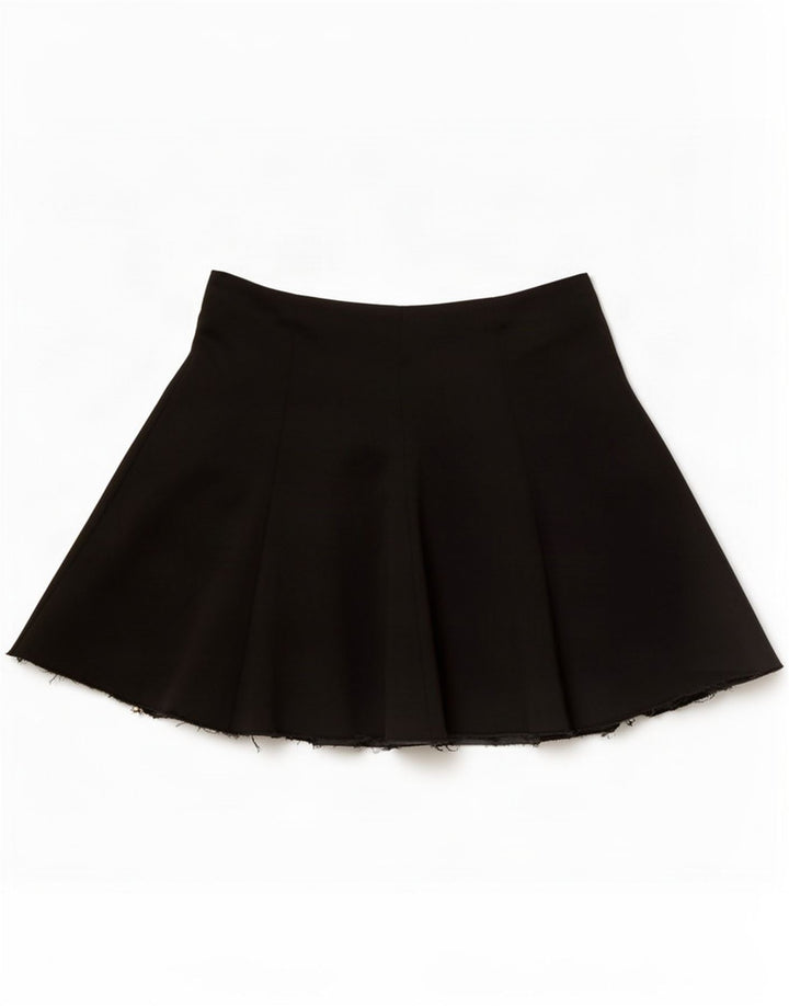 Mini saia feminina vintage média W28 poliéster preto