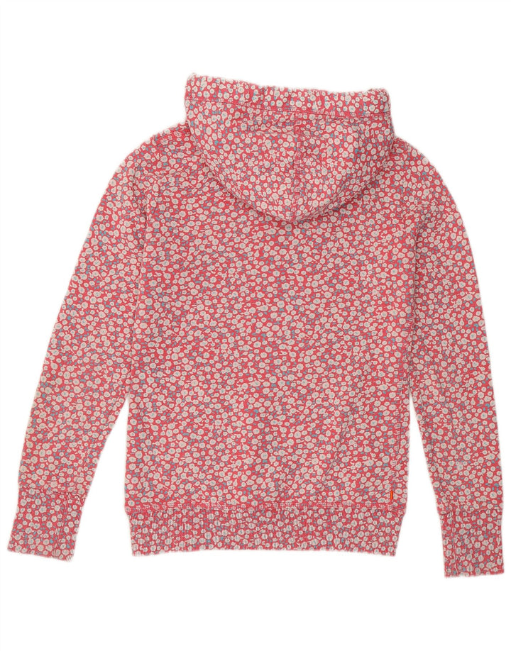 Jumper com capuz feminino SUPERDRY UK 6 XS rosa floral algodão
