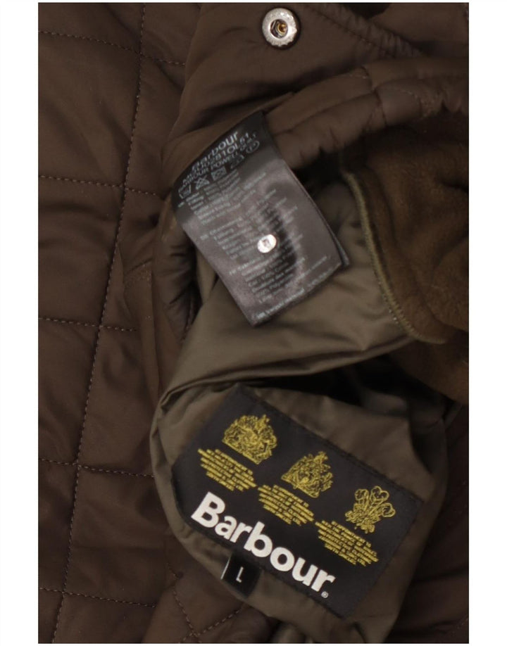Jaqueta acolchoada masculina Barbour UK 40 grande poliéster cáqui