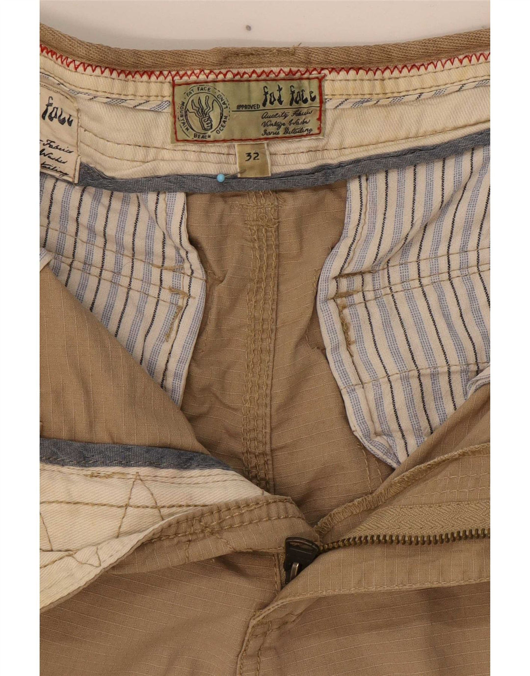 Bermuda cargo masculina Fat Face W32 algodão bege médio