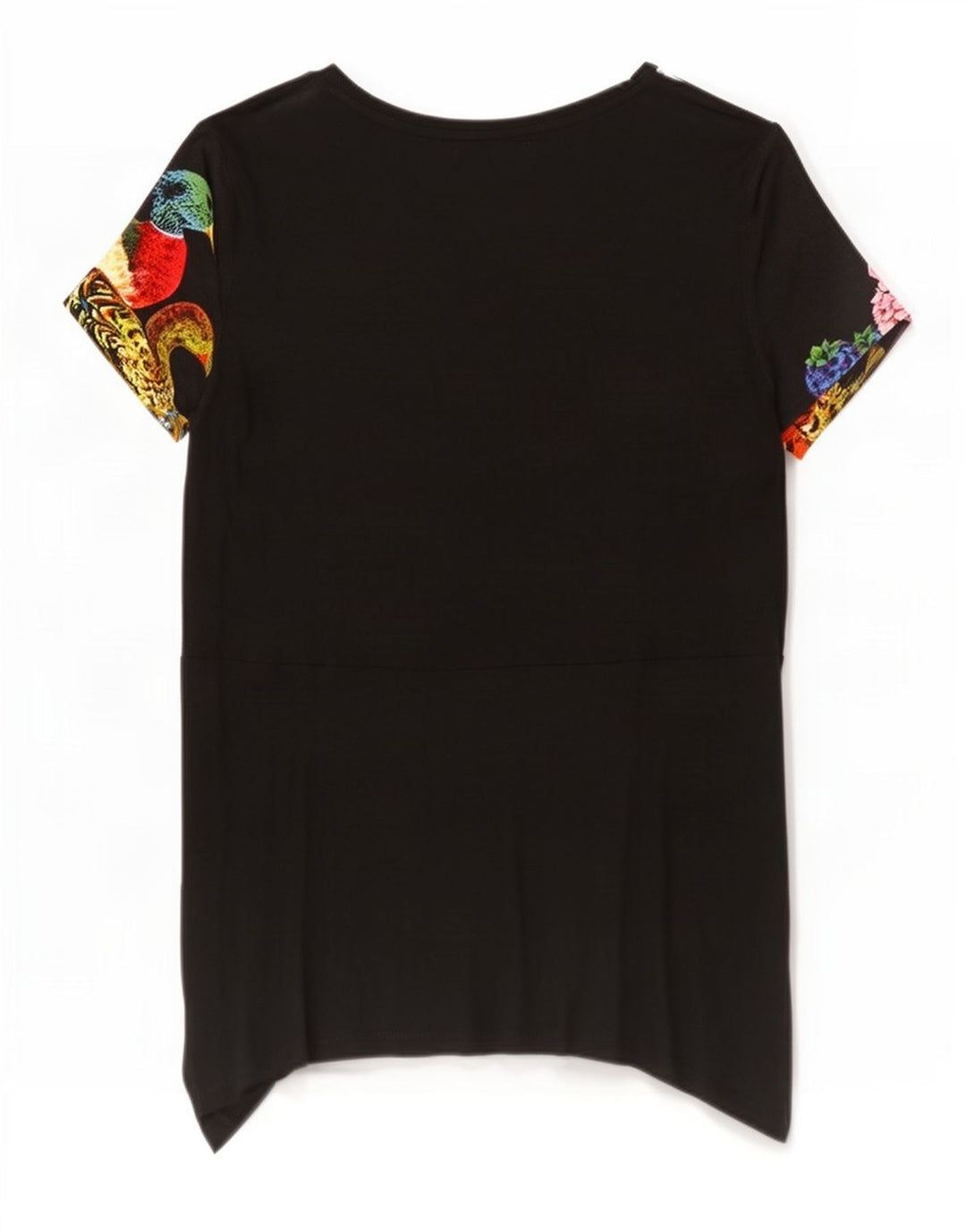 Túnica feminina Desigual Peacocks Graphic UK 12 Médio Preto Floral