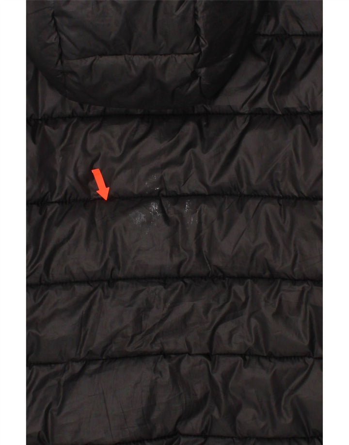 CHAMPION Girls Hooded Padded Jacket 11-12 Years Black Polyester Vintage Champion and Second-Hand Champion from Messina Hembry 