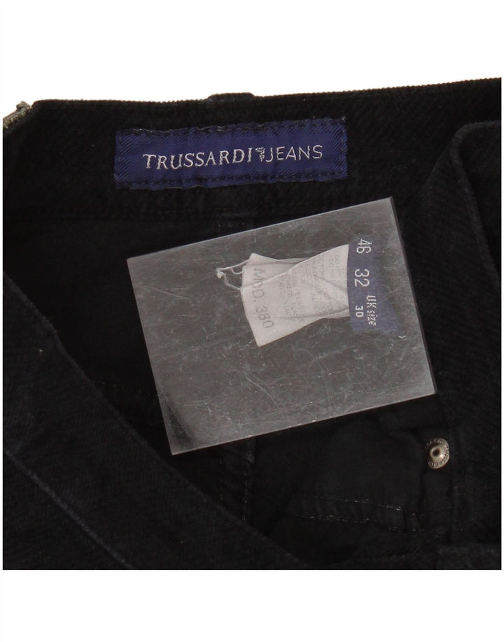 Calça feminina reta casual TRUSSARDI W30 L30 algodão preto