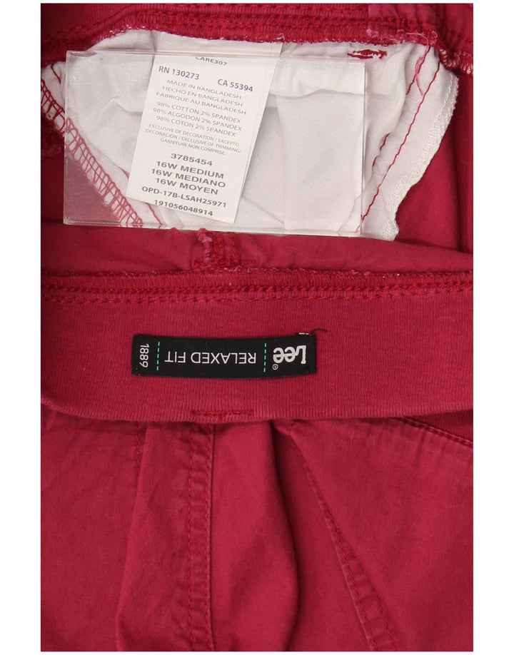 Shorts cargo feminino Lee com ajuste relaxado EUA 16 2XL W36 algodão rosa