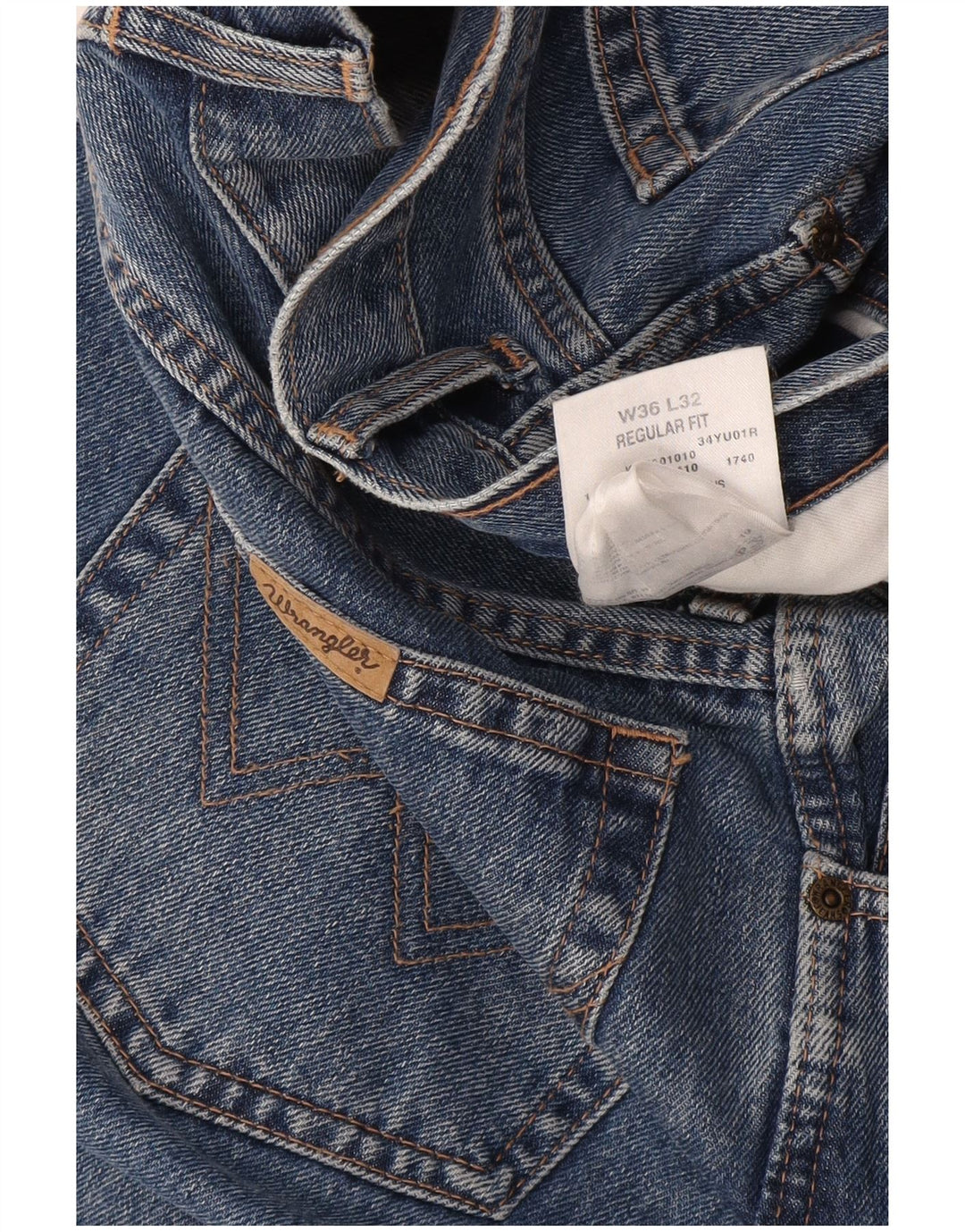Wrangler masculino regular fit jeans reto W36 L32 algodão azul