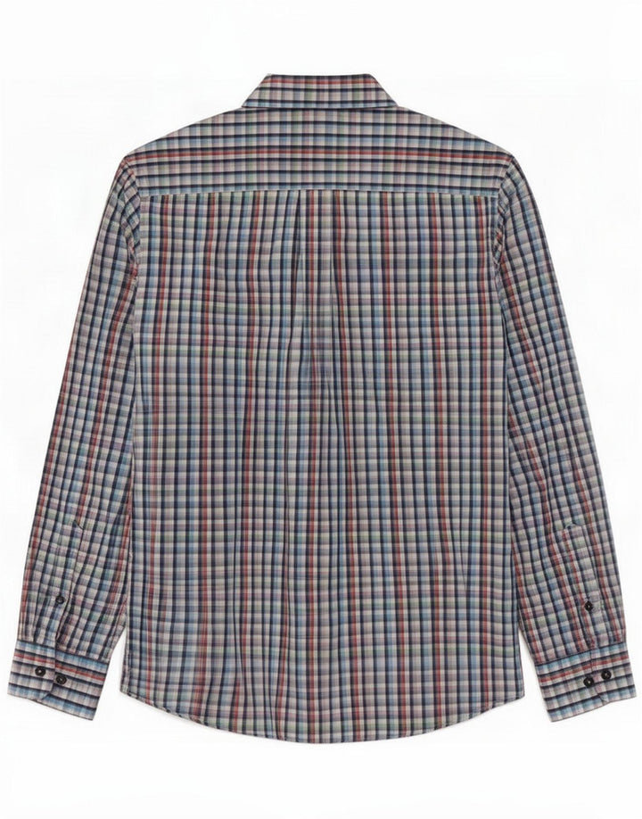 Fynch Hatton Camisa masculina pequena de algodão xadrez multicolorido