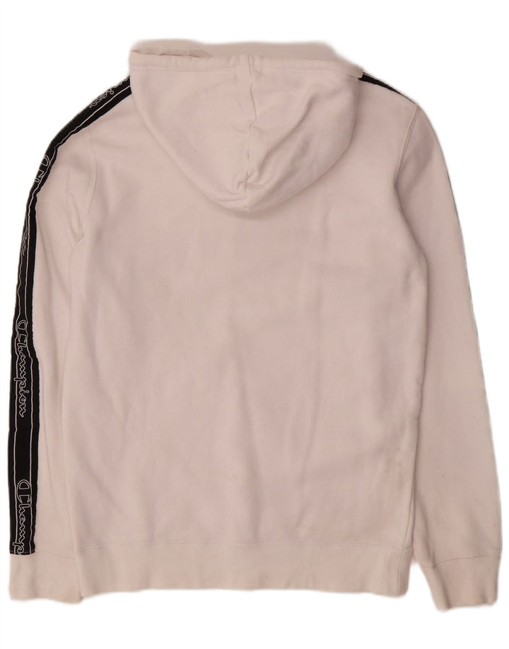 CHAMPION Suéter com capuz gráfico masculino pequeno bloco colorido branco