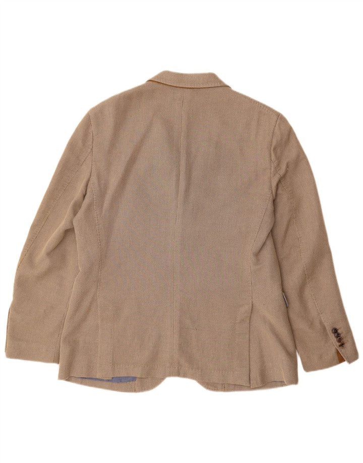 Jaqueta blazer masculina de malha com 2 botões Massimo Dutti EU 52 grande algodão bege