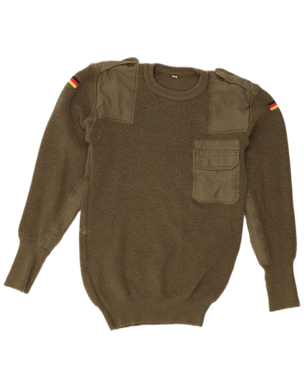 Suéter vintage masculino militar com gola redonda IT 50 médio cáqui exército