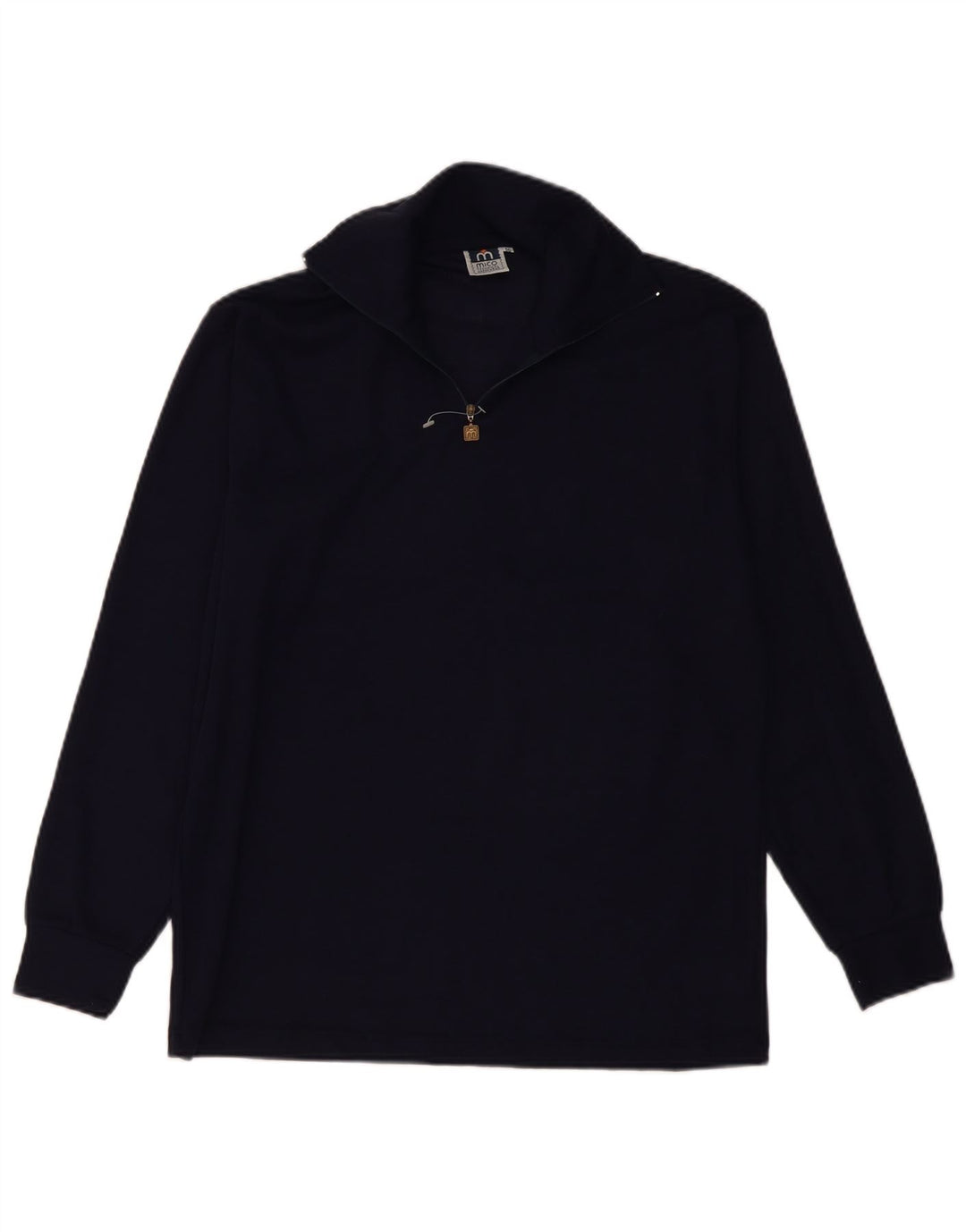 Suéter masculino vintage com gola e zíper IT 50 lã azul marinho médio