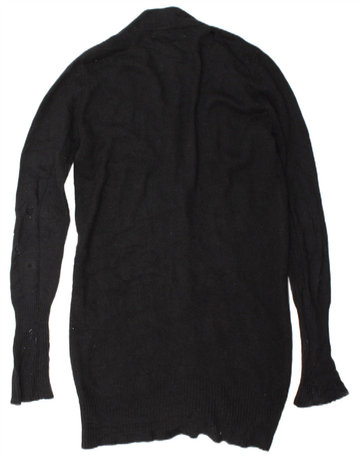 Suéter cardigã feminino Zara Longline Reino Unido 14 seda preta média